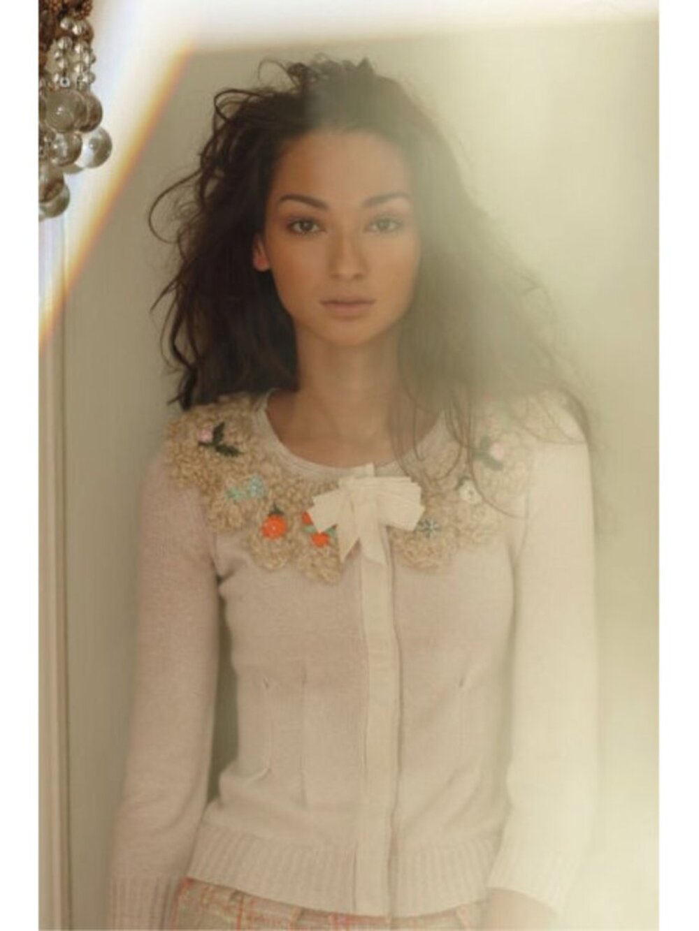 Anthropologie Field Flower ruffled First Pick cardigan sweater